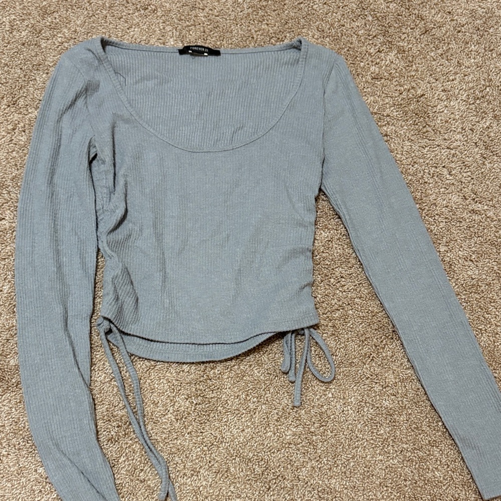 Women's Ribbed Long Sleeve Top - Gray